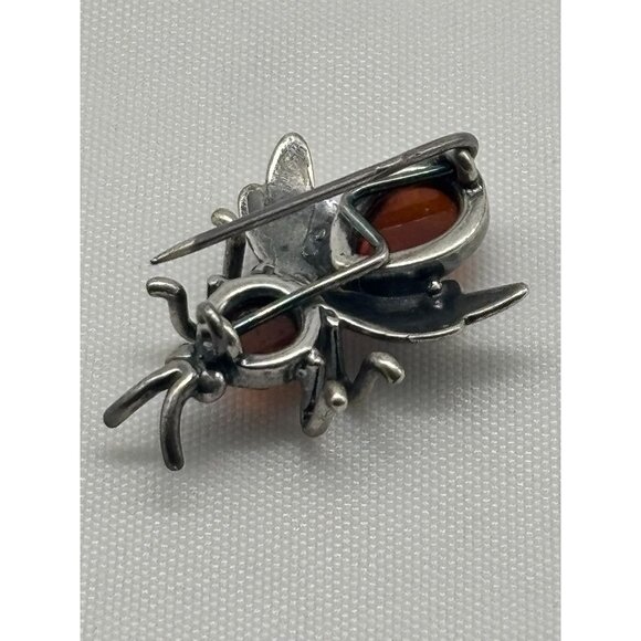 Vintage Sterling Silver .925 and Amber Bee Pin or Brooch, Marked "925" Unsigned~ - Picture 9 of 13